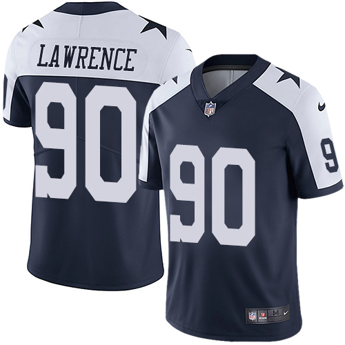 Nike Cowboys #90 Demarcus Lawrence Navy Blue Thanksgiving Men's Stitched NFL Vapor Untouchable Limited Throwback Jersey - Click Image to Close